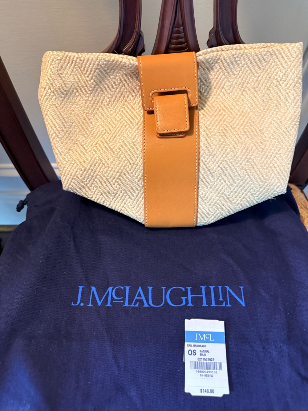 J McLaughlin NWT Gail Handbag. Natural Solid. Dust Bag included